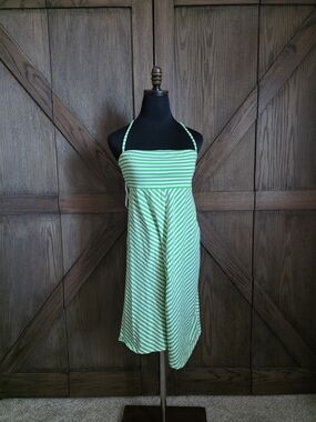 Lilly Pulitzer Green and White Striped Halter Dress